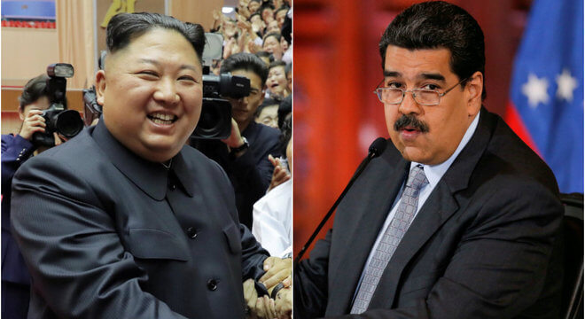 kim-jong-un-e-nicolas-maduro-04102019092355978 Nicolás Maduro, da Venezuela, anuncia visita à Coreia do Norte