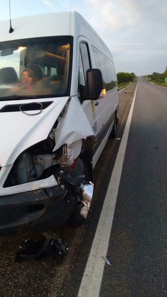 van-acidente-jumento Van da Prefeitura de Monteiro colide com jumento próximo a cidade de Sumé