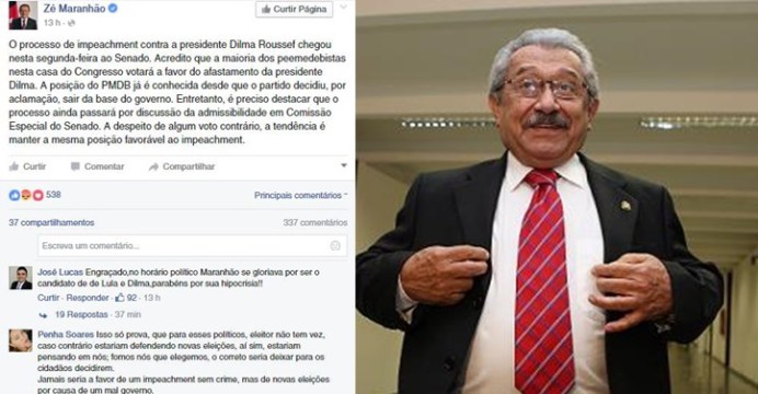 mara-montagem Maranhão sinaliza voto pró-impeachment e é hostilizado nas redes sociais