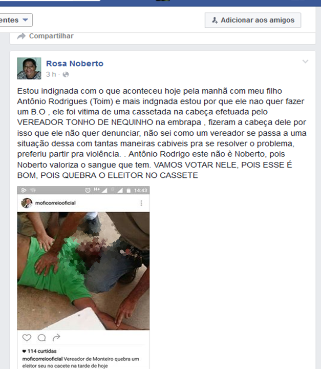agessão101 Em Monteiro: Vereador é acusado de agredir funcionário público com cacetada na cabeça