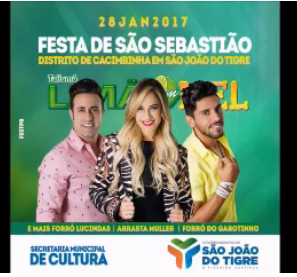 sjt São João do Tigre realiza festa do Padroeiro do distrito de Cacimbinha neste sábado com a Banda Limão com Mel