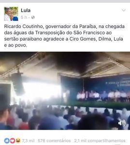 Lulaa-269x300 No facebook, Lula compartilha discurso de Ricardo Coutinho em cerimônia da transposição em Monteiro