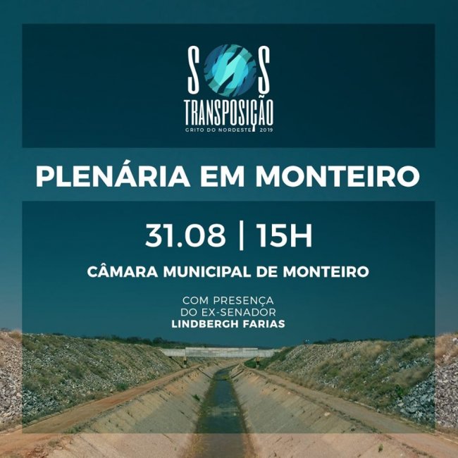 PLENARIA-650x650 SOS Transposição: Ex-senador Lindbergh Farias fará plenária na Câmara Municipal de Monteiro
