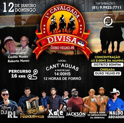 CAVALGADA-DA-DIVISA 1ª Cavalgada da Divisa acontecerá no próximo domingo
