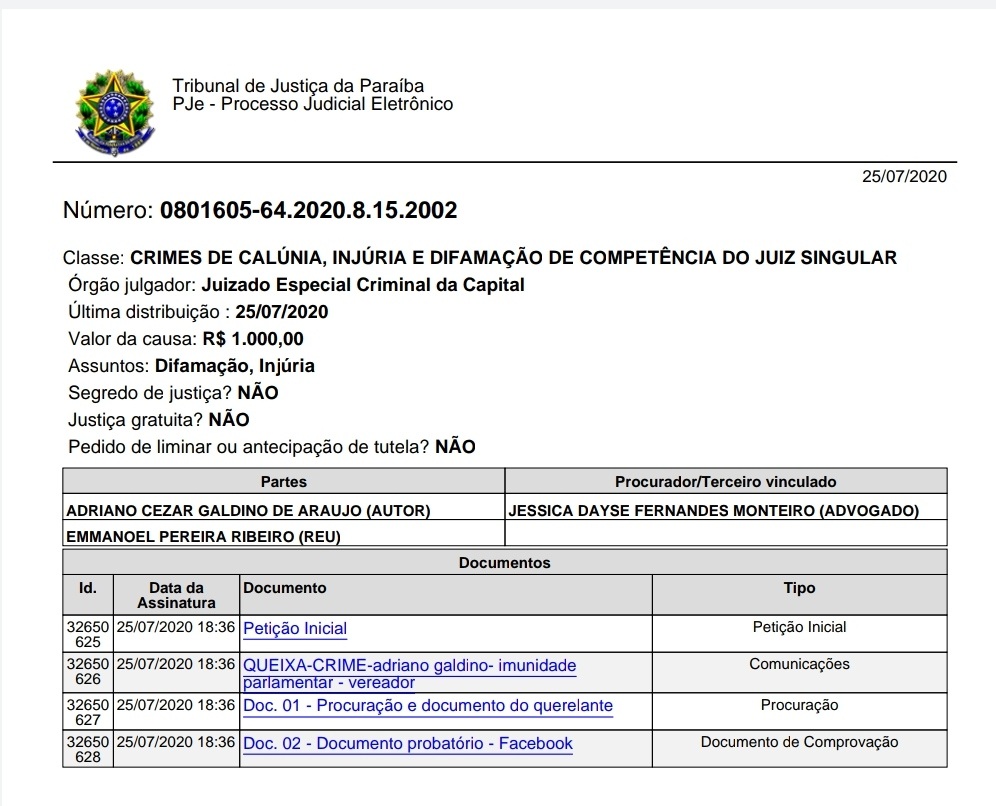 IMG-20200725-WA0090 Adriano Galdino processa vereador de Pocinhos por “injúria, calúnia e difamação”