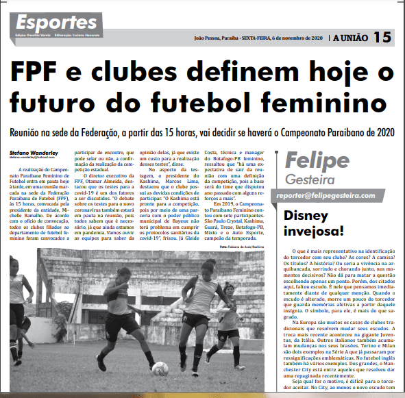 jornal-uniao Atletas de Monteiro são destaque no JORNAL A UNIÃO em matéria sobre o futebol feminino profissional na PB