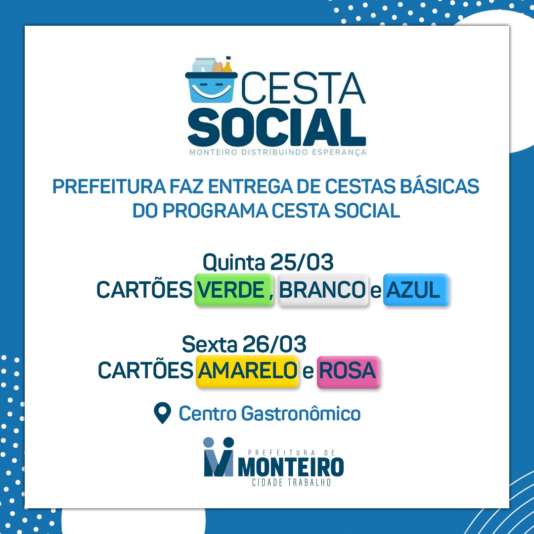 Entrega-Cesta-Social Entrega das feiras do Programa Cesta Social da prefeitura de Monteiro começa nesta quinta-feira