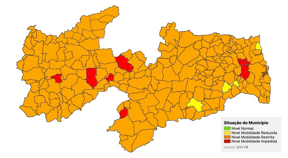 bandeira-laranja-paraiba-covid 95% dos municípios da PB, estão na bandeira laranja, segundo avaliação