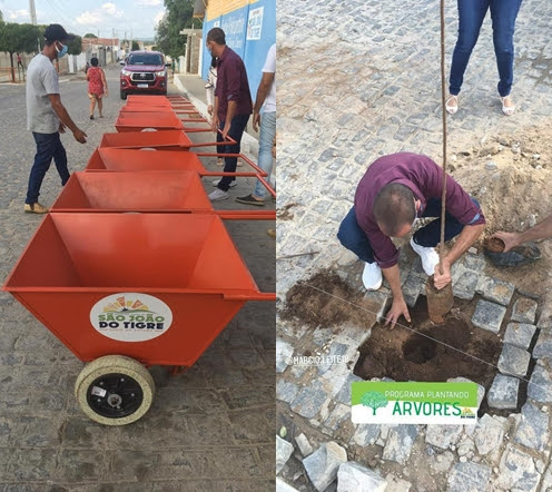marciogeral Prefeito de São João do Tigre lança programa “Plantando árvores” e entrega novos equipamentos a agentes de limpeza urbana
