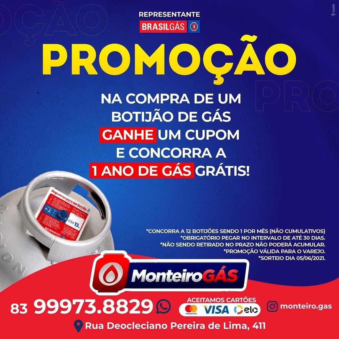 monteiro-gas PROMOÇÃO MONTEIRO GÁS, 1 ano de Gás Grátis