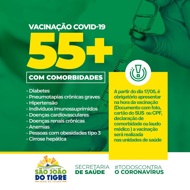 20-vacinatigre Secretaria de saúde de São João do Tigre confirma início da vacinação para pessoas, acima de 55, com comorbidades a partir da próxima segunda, 17