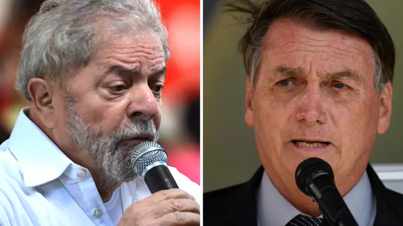 luiz-inacio-lula-da-silva-e-jair-bolsonaro Lula tem 41,3% das intenções de voto e Bolsonaro, 26,6%, diz pesquisa da CNT