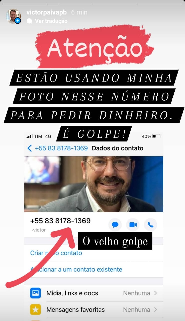 IMG-20210815-WA0169 Golpe no WhatsApp: Criminosos utilizam a foto do perfil do apresentador do Correio Debate Victor Paiva para pedir dinheiro