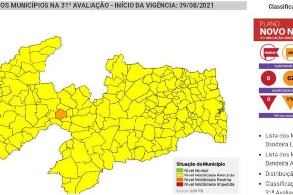 mapa-covid-1024x457-1-599x400 Paraíba tem 99% dos municípios em bandeira amarela, mas taxa de transmissão da covid-19 se mantém alta
