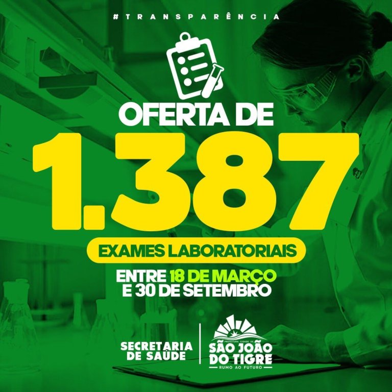 1624987217311069-0-4 Prefeitura de São João do Tigre já realizou 1.387 exames laboratoriais em apenas 6 meses
