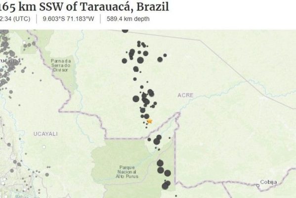 mapa-terremoto-599x400 Terremoto de 5,9 de magnitude é registrado em cidade no interior do Acre