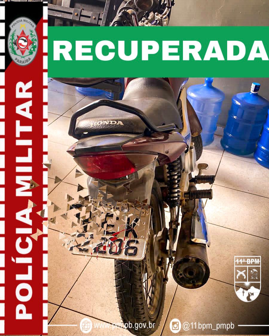 IMG-20220222-WA0055 Moto com restrição de roubo/furto é recuperada pela Polícia Militar em Monteiro