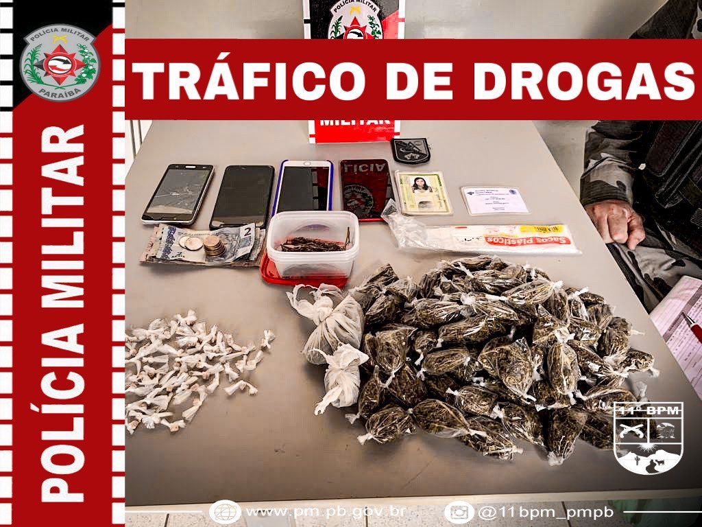 1943288855 Polícia Militar prende em flagrante mulher por tráfico de drogas em Monteiro