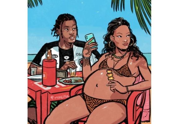 rihanna_reage_ilustracao_paraibano_paulo_moreira_-599x400 Rihanna reage a desenho que retrata cantora grávida com marido em praia de João Pessoa: "eu amei"