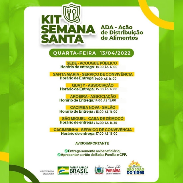 1 Prefeitura de São João do Tigre realiza entrega de kits Semana Santa, ovos de páscoa e brindes no município