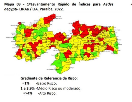 risco_arboviroses_municipios_paraiba_020522-519x400 Paraíba tem 57 municípios com risco de surto de dengue, zika e chicungunya e 133 em situação de alerta