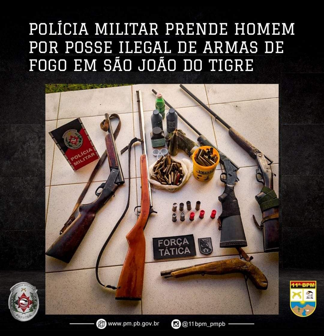 IMG_20220620_113150 POLICIA MILITAR PRENDE HOMEM POR POSSE ILEGAL DE ARMAS DE FOGO EM SÃO JOÃO DO TIGRE