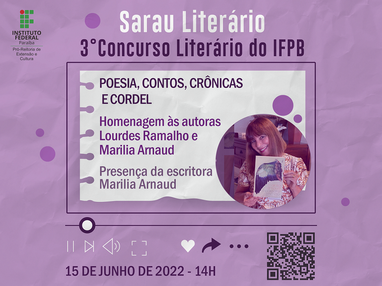 ce47fa45-6e71-48e8-a4be-b6ba6baa833b Sarau online vai divulgar Concurso Literário do IFPB