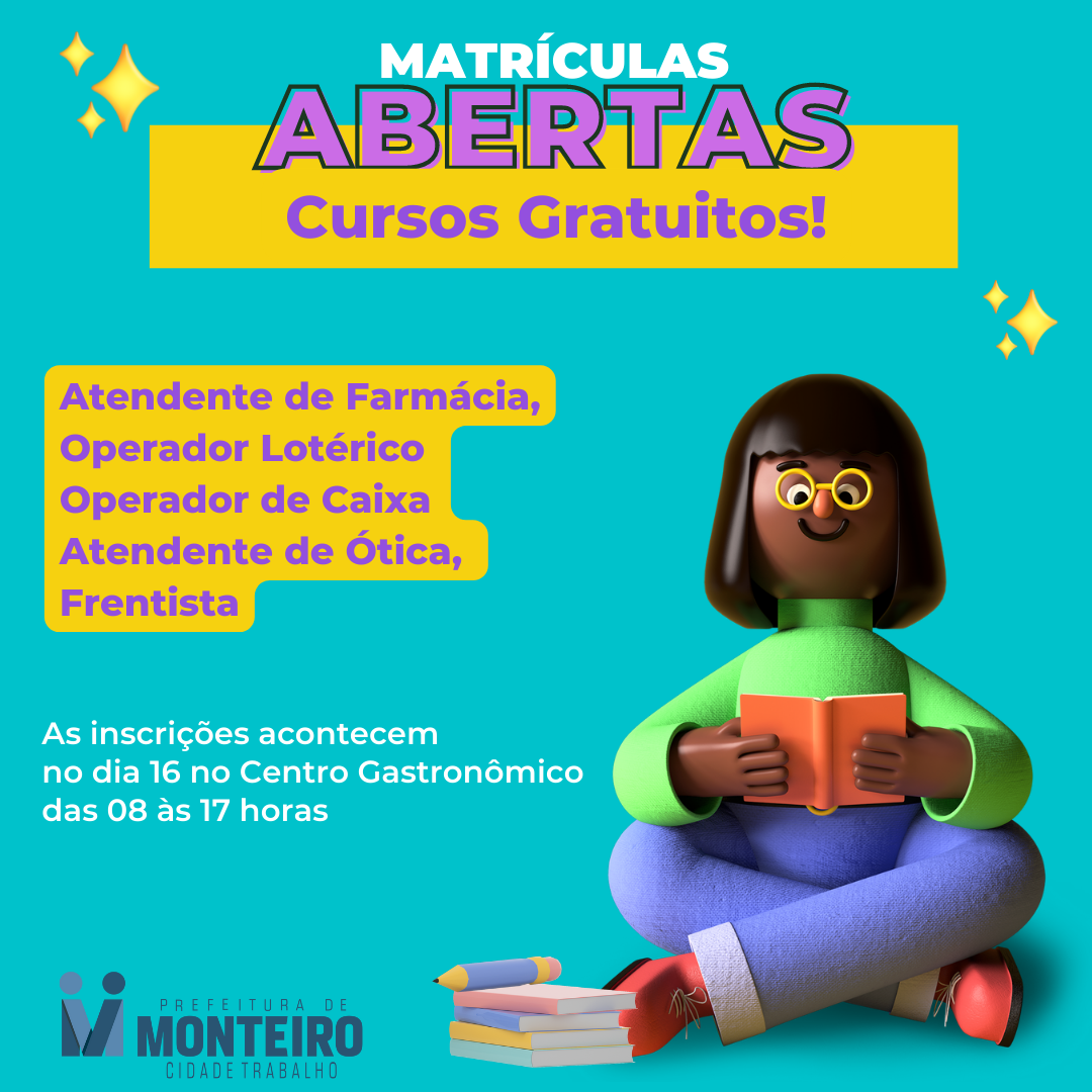 Post-instagram-matriculas-abertas Projeto Capacitar Brasil e Prefeitura  trazem novos cursos profissionalizantes para Monteiro