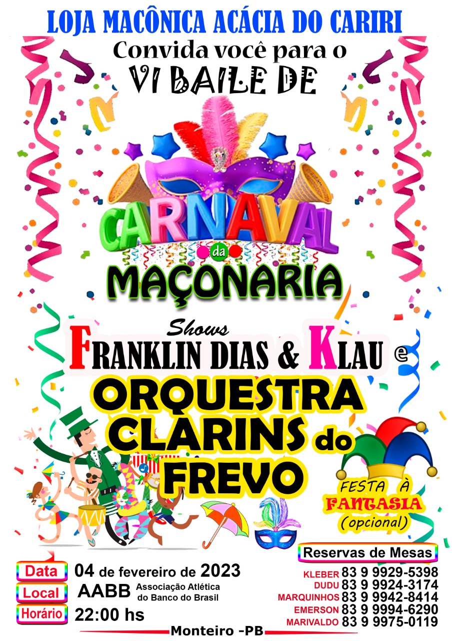 IMG-20230113-WA0299 Loja Maçônica promove VI Baile de Carnaval em Monteiro