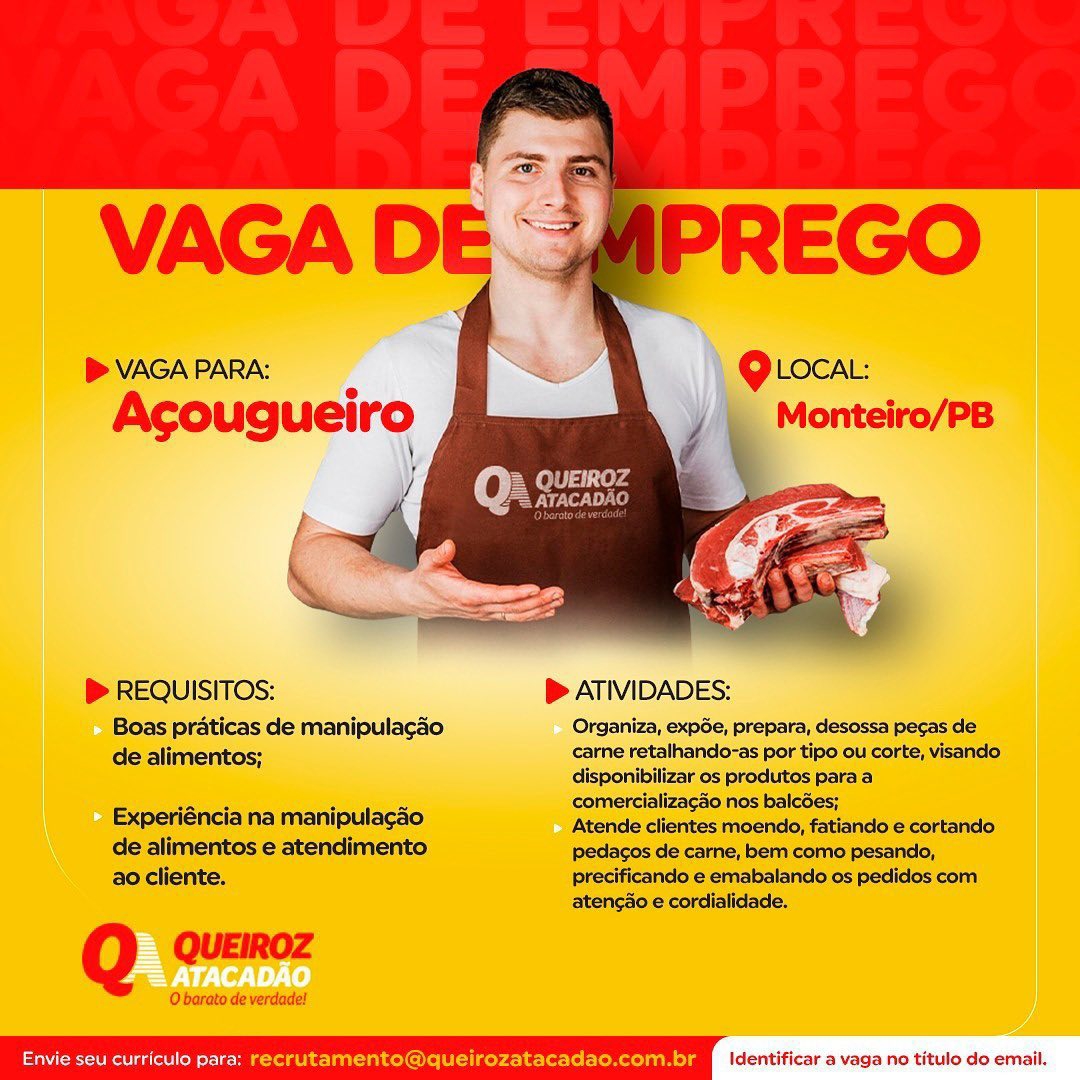 143560225 Atacadão anuncia oportunidades de emprego em Monteiro