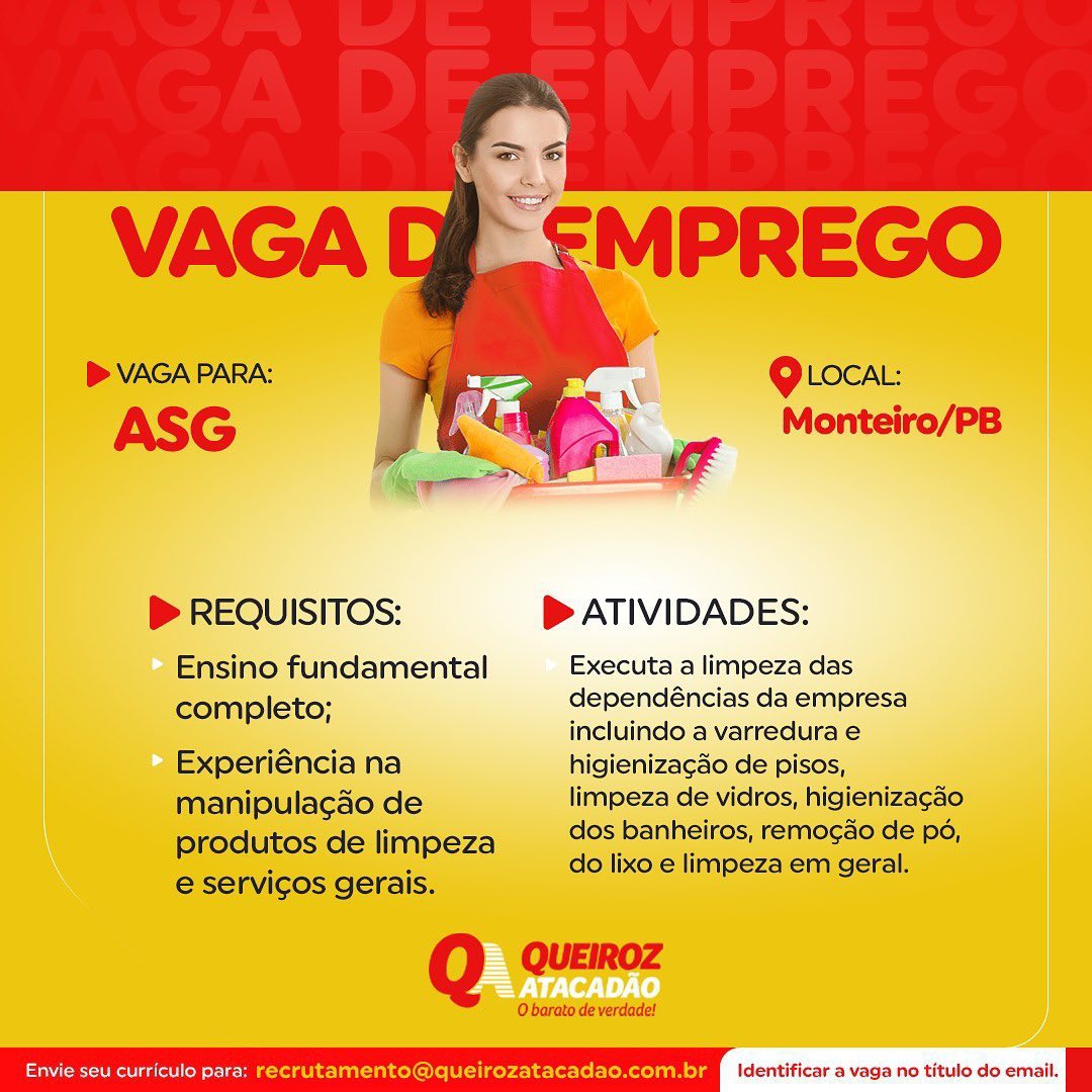 399633213 Atacadão anuncia oportunidades de emprego em Monteiro
