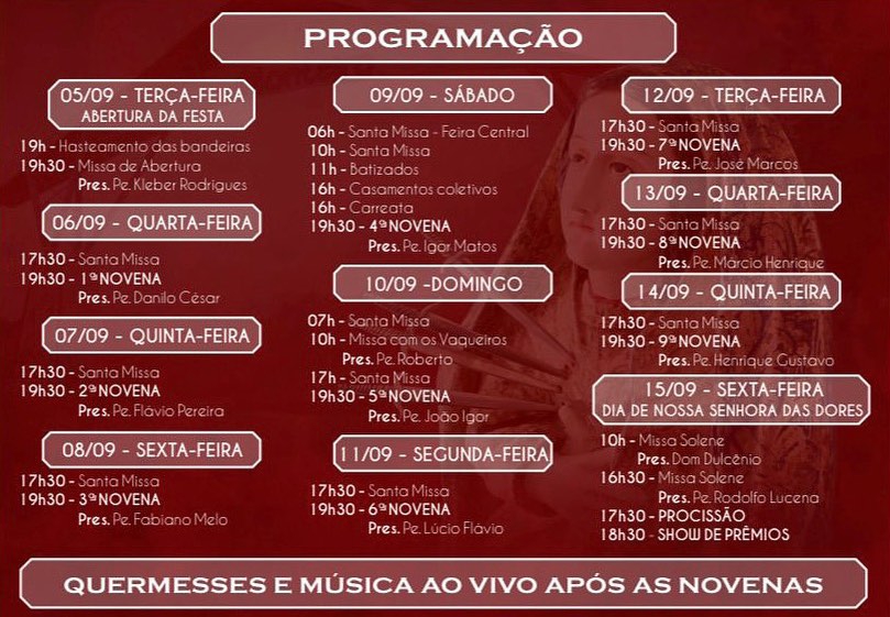 99203410 Festa de Nossa Senhora das Dores, padroeira de Monteiro, é realizada de 5 a 15 de setembro