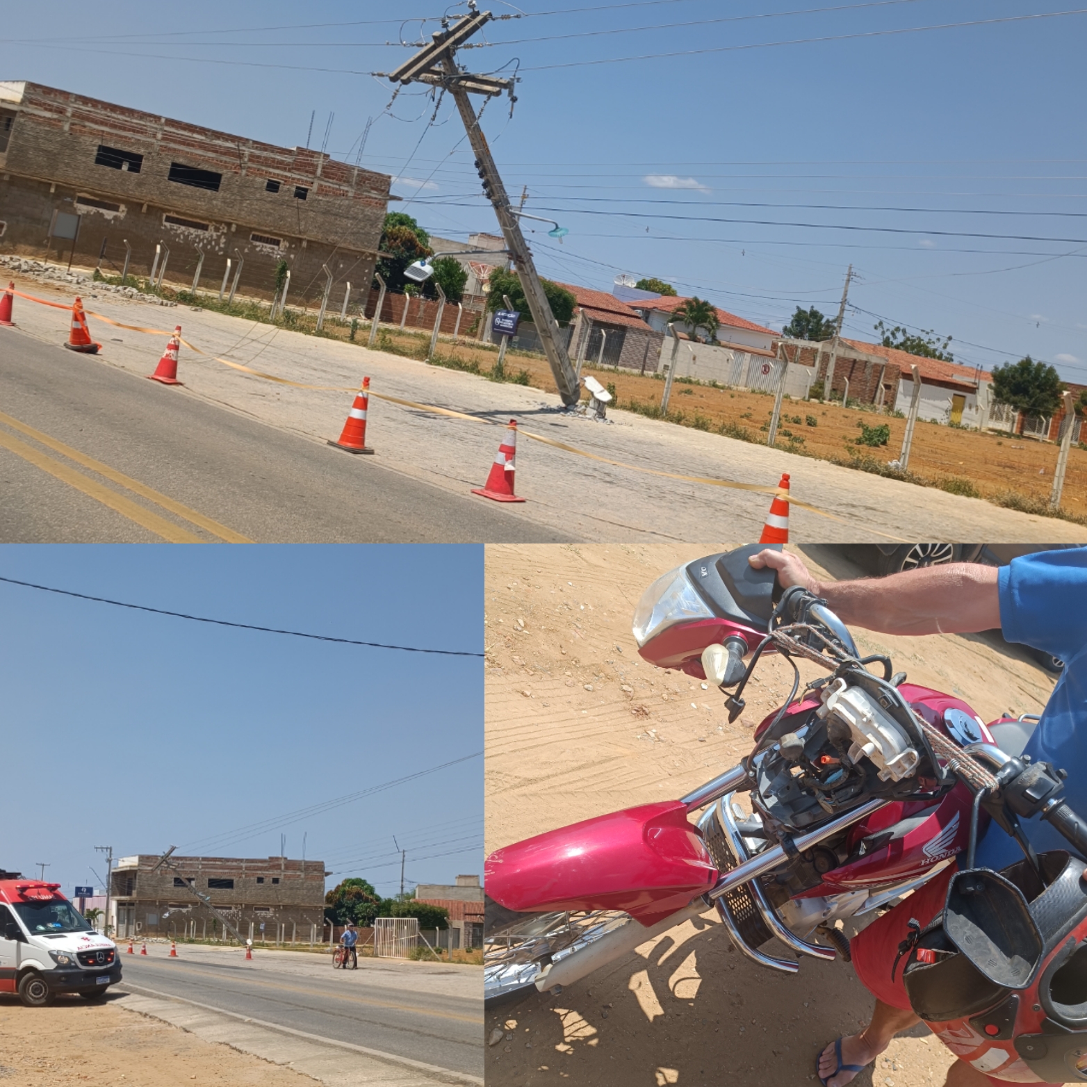 IMG_20230914_125127 Em Monteiro: Carreta atinge poste fiação elétrica na BR-412, e mototaxista que trafegava pela via é atingido por descarga elétrica