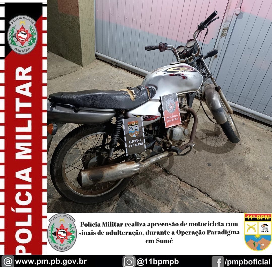 1624473562 Polícia Militar realiza apreensão de motocicleta com sinais de adulteração durante a Operação Paradigma em Sumé