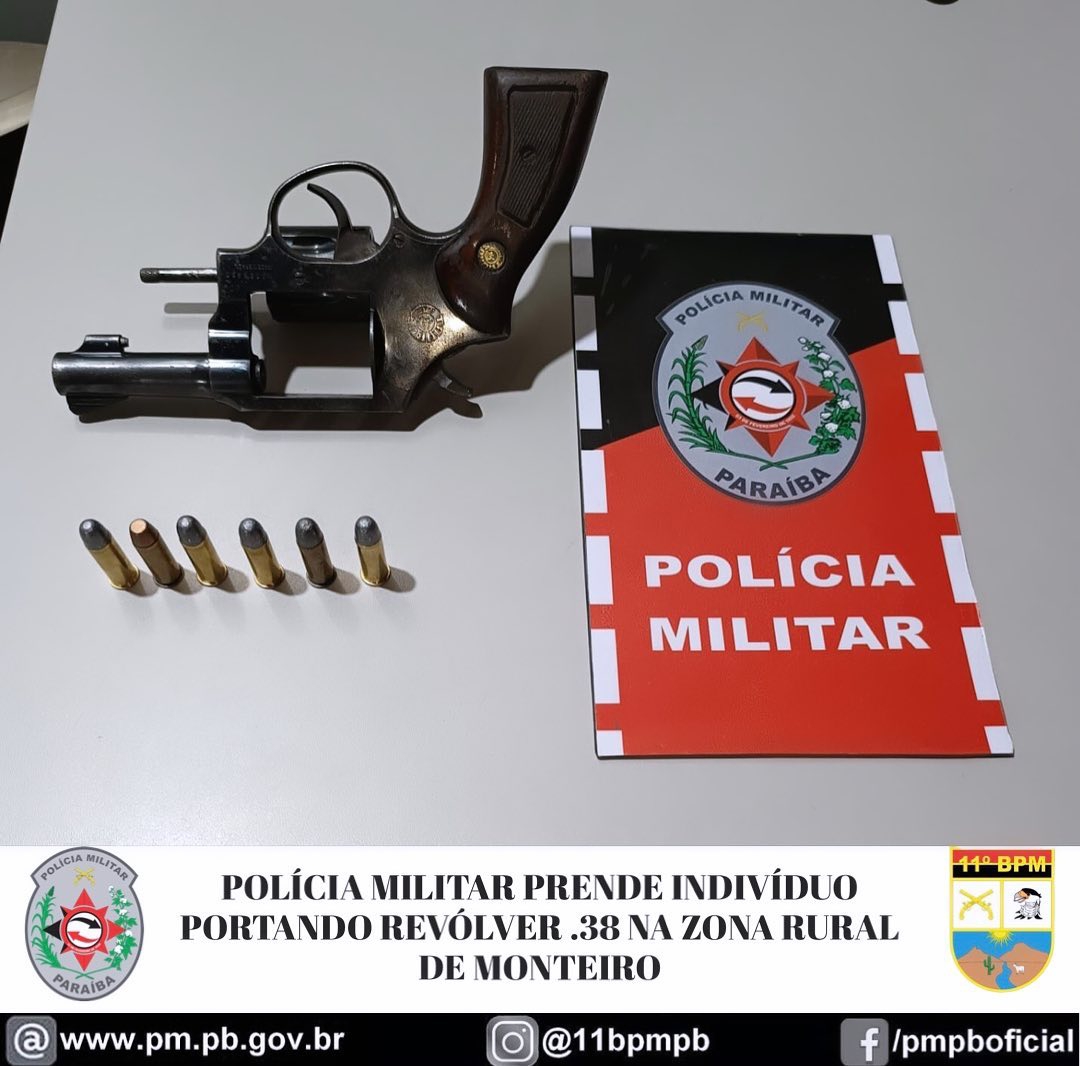1990567331 Homem é preso por porte ilegal de arma em Monteiro