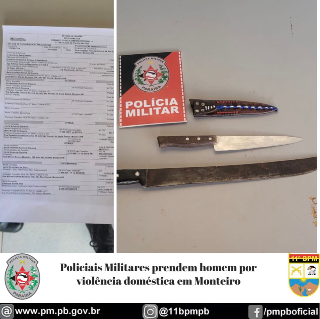 IMG-20231029-WA0432 POLICIAIS MILITARES PRENDEM HOMEM POR VIOLÊNCIA DOMÉSTICA EM MONTEIRO