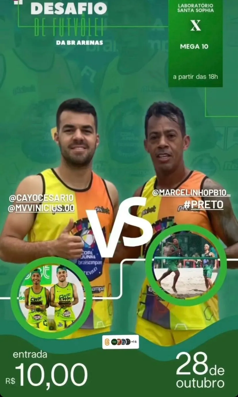 arena-br 1º Desafio de Futevôlei da BR Arenas acontece neste sábado com participação de Marcelinho Paraíba