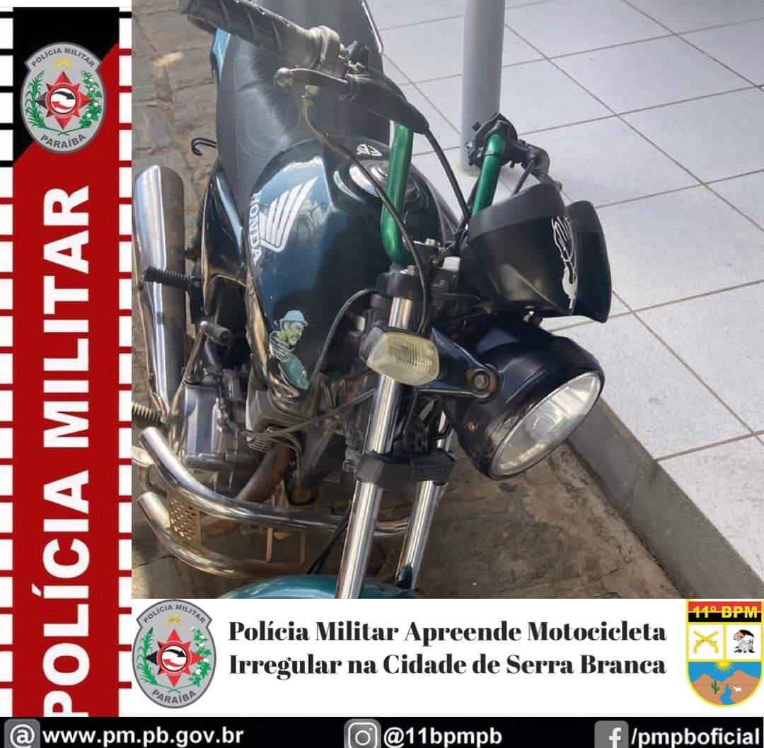 FB_IMG_1699099514939 Polícia Militar Apreende Motocicleta Irregular na Cidade de Serra Branca
