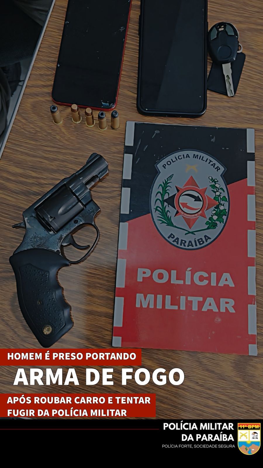 IMG-20240726-WA0175 POLÍCIA MILITAR PRENDE HOMEM COM ARMA DE FOGO, APÓS ELE TER ROUBADO CARRO E SER INTERCEPTADO PELA PM.