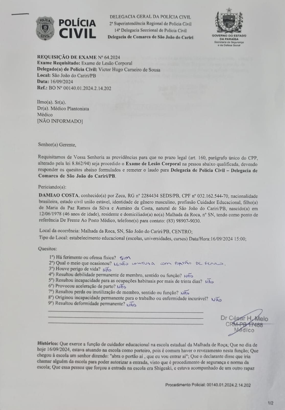 IMG-20240917-WA0251 Filho de candidata à vice prefeita em São João do Cariri teria arrombado portão de escola, agredido funcionário e exigido votos. Boletim de ocorrência foi efetuado. Veja fotos e vídeo