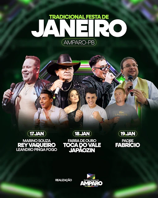 CARTAZ-FESTA-DE-JANEIRO-2025 Amparo: Prefeito Tarcio Gabriel divulga atrações da Festa de Janeiro de 2025